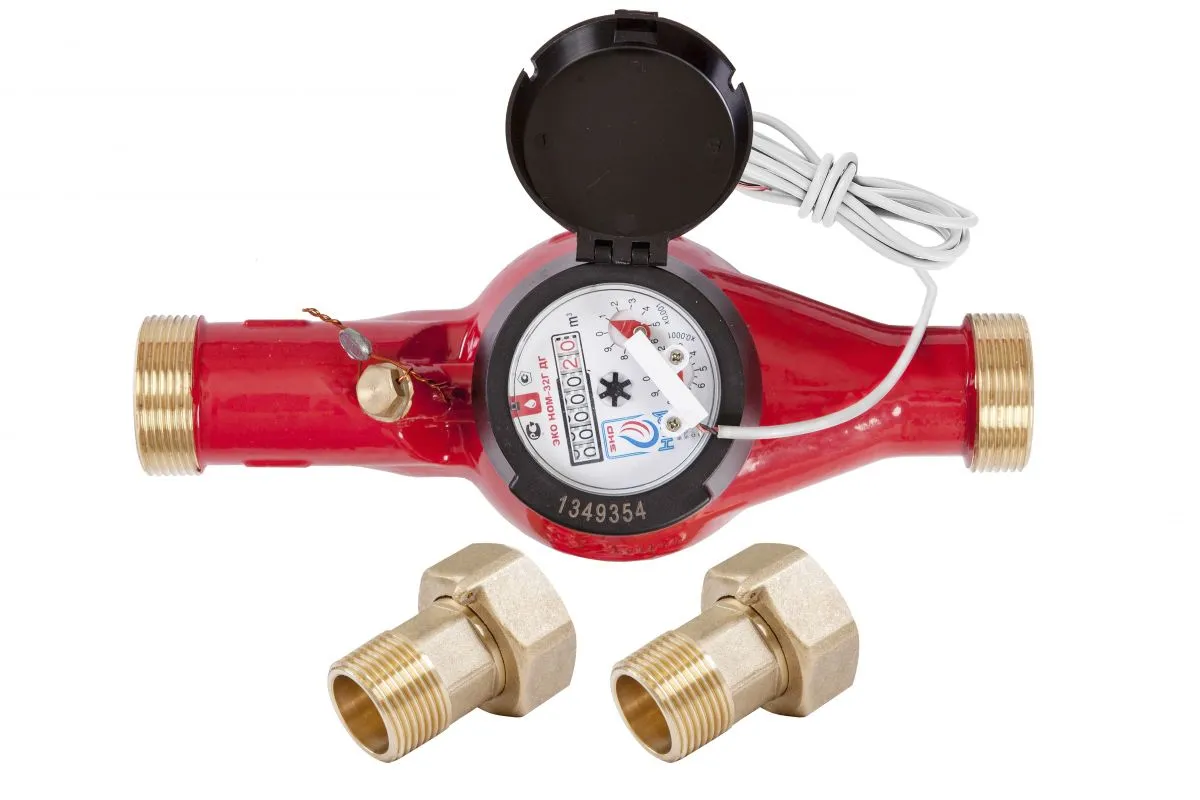 Счетчик воды ЭКО НОМ-32Г ДГ латунь универсальный + КМЧ