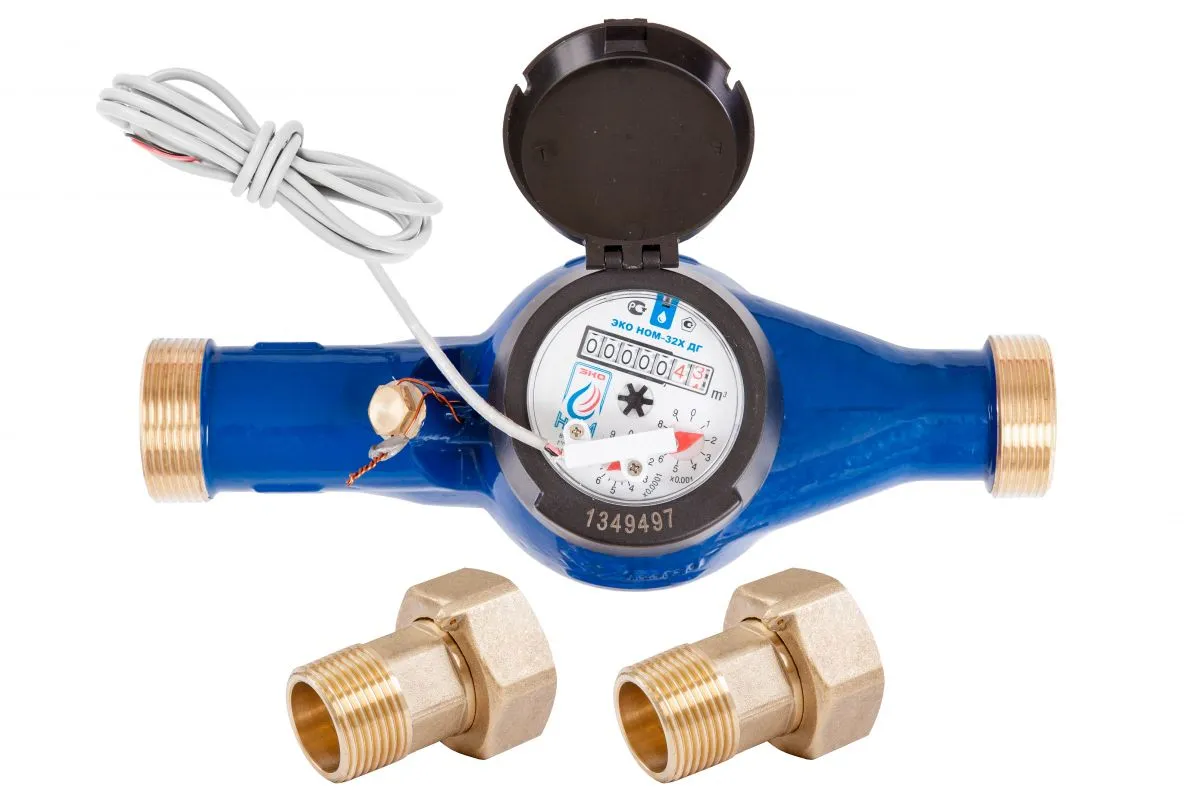 Счетчик воды ЭКО НОМ-32Х ДГ латунь универсальный + КМЧ