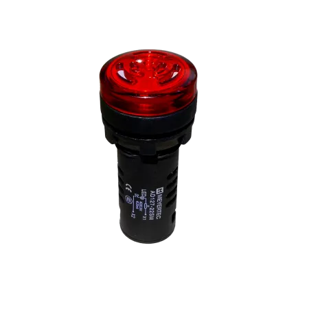 Зуммер с подсветкой, 80дБ, красный, 24V AС/DC, IP65, пластик