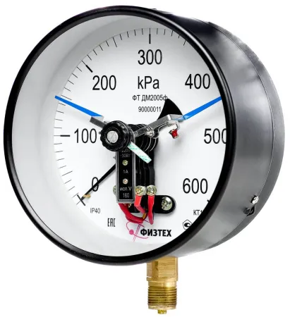 Вакуумметры, мановакуумметры, манометры электроконтактные ДВ2005ф, ДА2005ф, ДМ2005ф Тех.стекло (Диаметр: 160 мм)