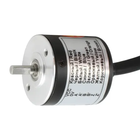 Инкрементальный энкодер D=30мм, выступающий вал 4мм, 200 имп/об, 5VDC, выход TTL, IP54, -20…+80°C, аксиальный кабель 2м