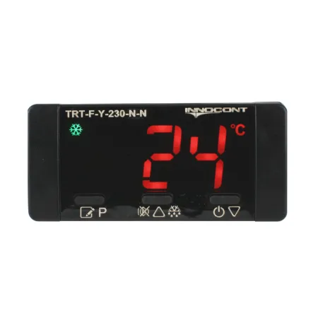 Температурный контроллер для управления охлаждением/размораживанием, 4 разряда, 77х35х61 мм, 2xNTC, выходы реле на компрессор, охладитель и испаритель, ON/OFF, 230VAC, встроенный фиксатор