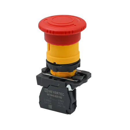 Кнопка грибовидная аварийной остановки, красная, 40 мм, возврат поворотом с фиксацией, 1NC, IP65, пластик