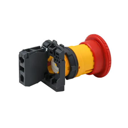 Кнопка грибовидная аварийной остановки, красная, 40 мм, возврат поворотом с фиксацией, 1NC, IP65, пластик