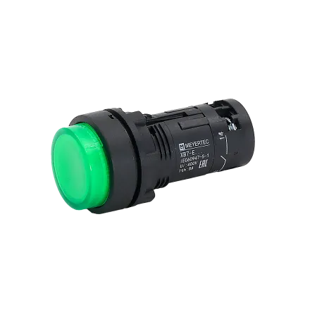 Кнопка зеленая выступающая с подсветкой, 1NO,  24V AC/DC, IP54, пластик