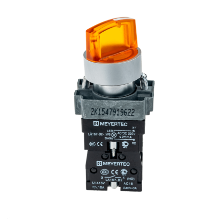 Переключатель с подсветкой, с фиксацией, 220V AC/DC, желтый, 2 положения, 1NO