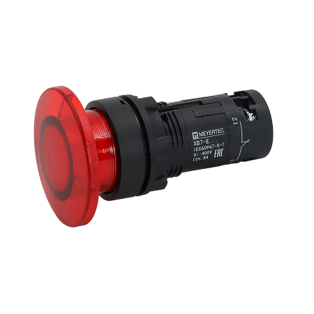 Кнопка грибовидная красная с подсветкой, Ø40 мм, 1NC, 220V AC, IP54, пластик