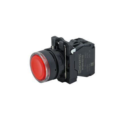 Кнопка красная с подсветкой, 1NС, 24V AC/DC, IP65, пластик